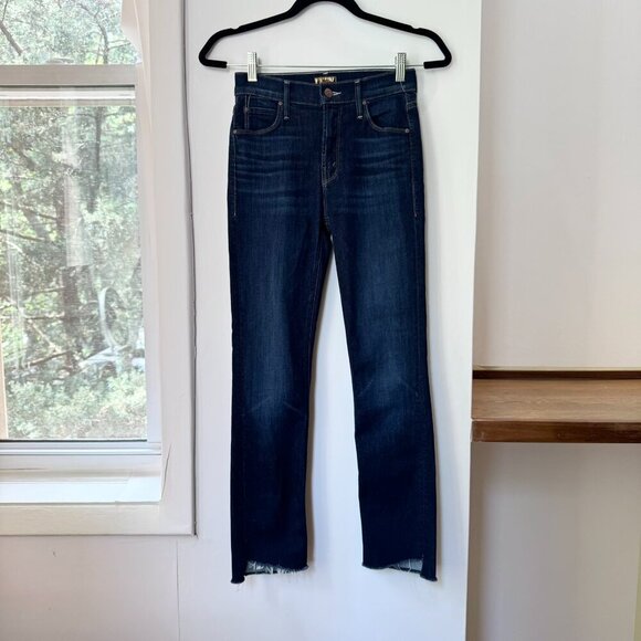 New MOTHER Mid Rise Dazzler Ankle Jeans Straight Leg Denim Off Limits Blue 25 - Picture 3 of 14